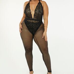 Savage Fenty Stranded In Lace Crochet Catsuit Black L NWT IN PACKAGING UNOPENED‎
